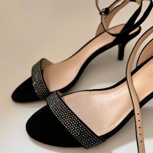 New Pelle Moda FABIA 2 KITTEN HEEL SANDAL BLACK GENUINE SUEDE LEATHER Size 8